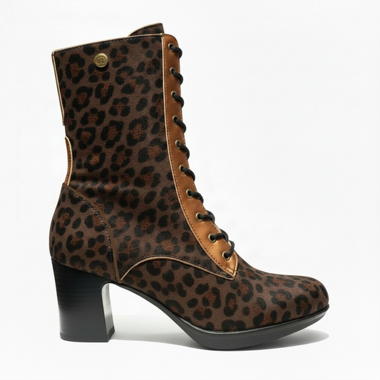 Fergie - Dark leopard bronze victorian boot- Pre order