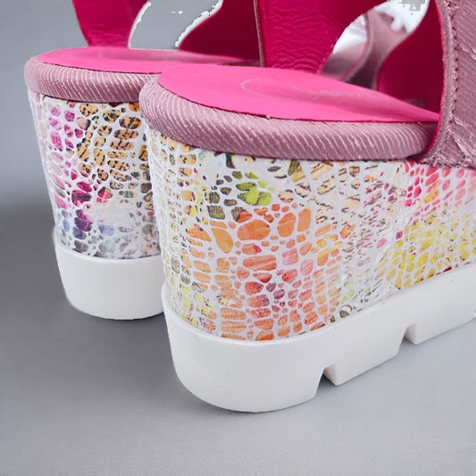 Sissors wedge sandal dusty pink lazer wedge sandal - Chanii B