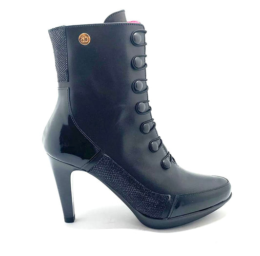 St Lucia - Black/Black button boot - Chanii B