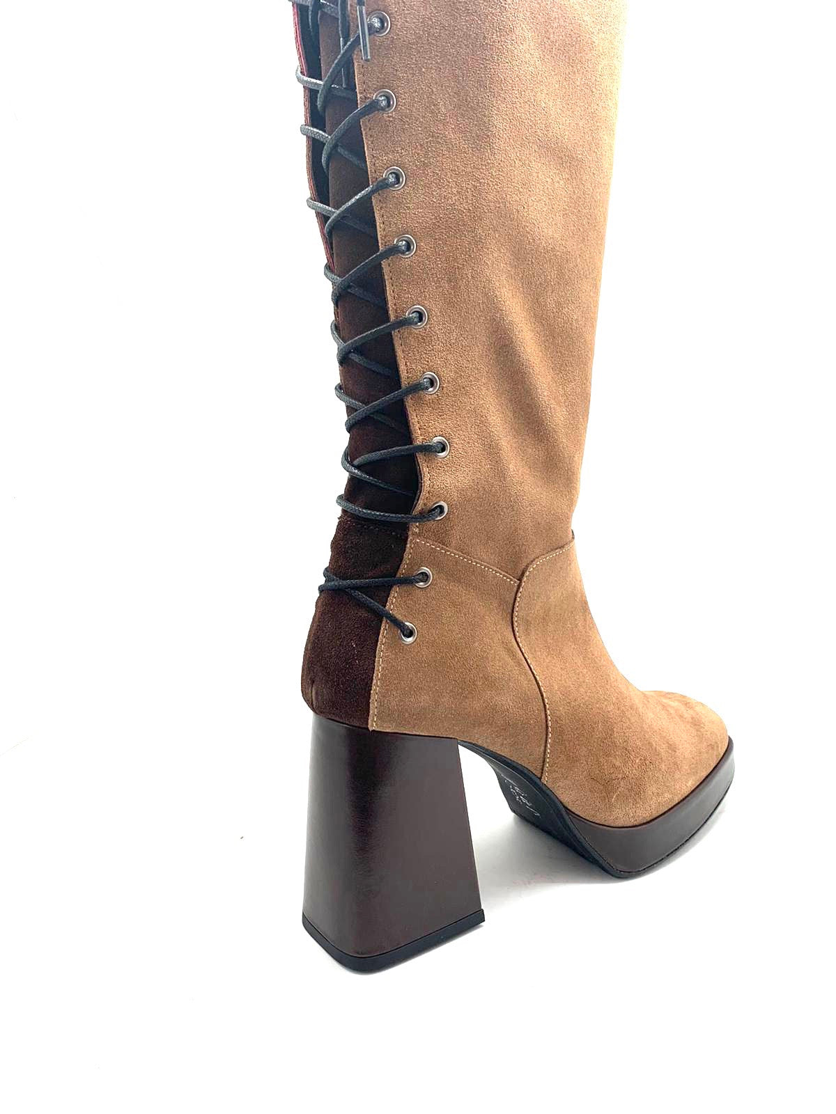 La Femme - Camel long leg platform heel boot