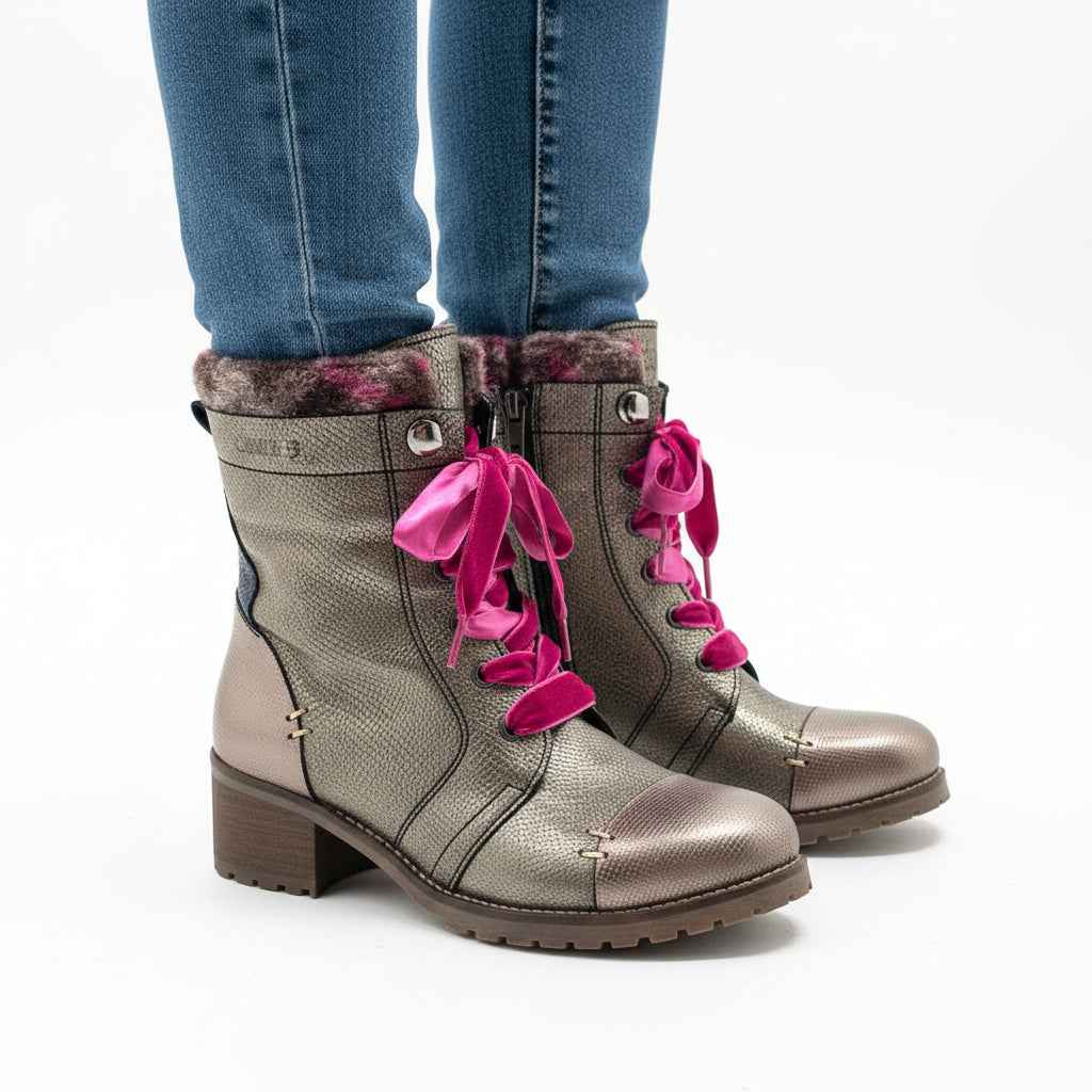 Grouse-Ling - Pewter-silver lace up boot- last pair 36