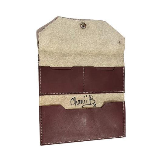 Folio- cream leather and orange wallet - Chanii B