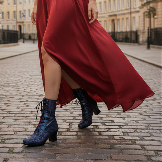 Fergie - Blue Floral victorian lace up - Chanii B