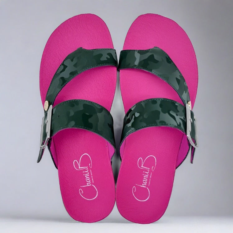 Je Suis - Green army flat cork sandal