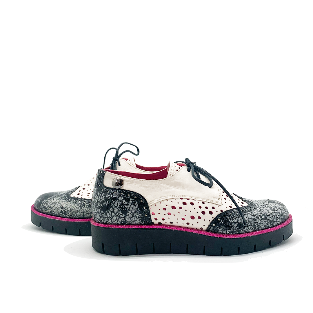 Bolt Perf - Black White lace up shoe - Chanii B