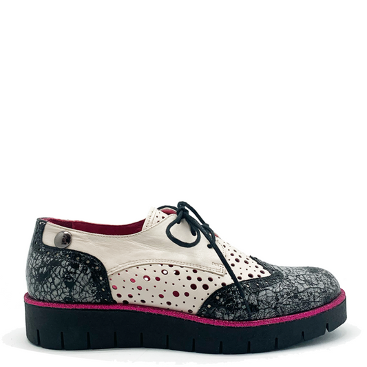 Bolt Perf - Black White lace up shoe