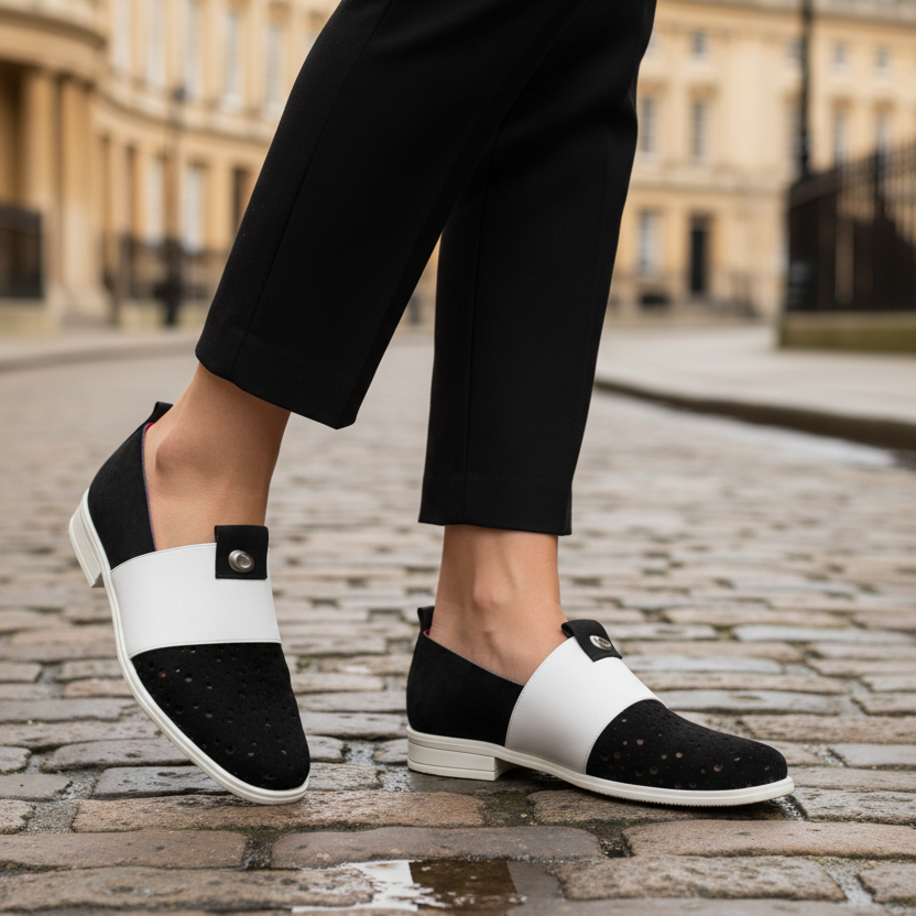 Bourbon - Black with stars slip on shoe