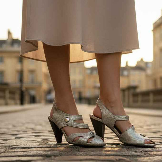 Chardonnay - Gold Print open toe shoe- LAST PAIR 40