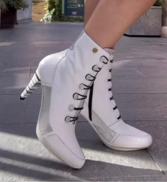 St Lucia- White Button boot - Chanii B