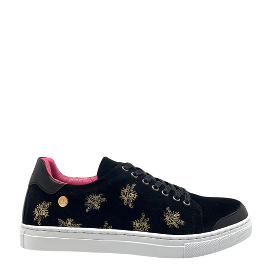 Platinum - Black velvet Crown Bee sneaker - Chanii B