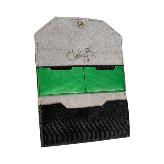 Folio- taupe cowhide and navy wallet - Chanii B