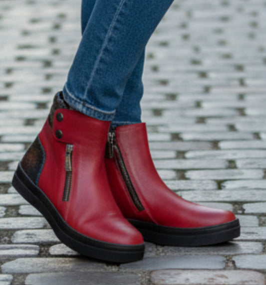 Chat -Red Multi ankle boot