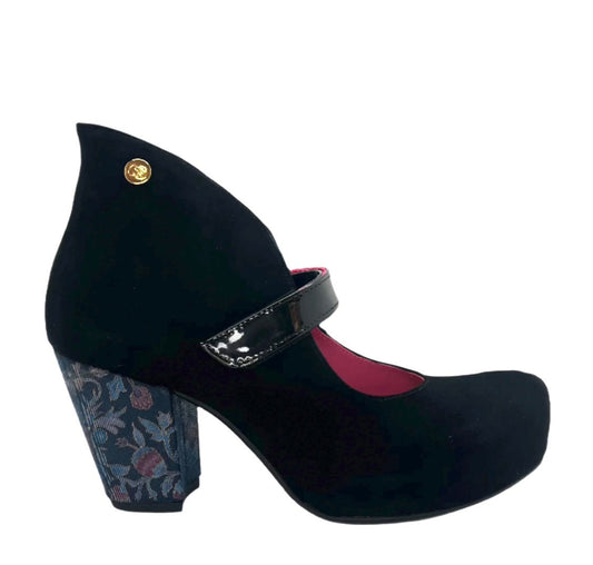 Stylo - Black Suede with print heel - Chanii B