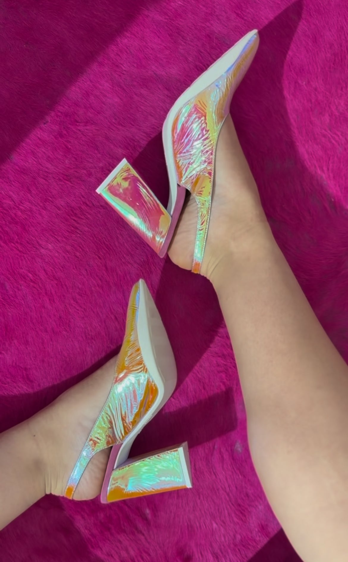 Pimento- pink nude foil sling back