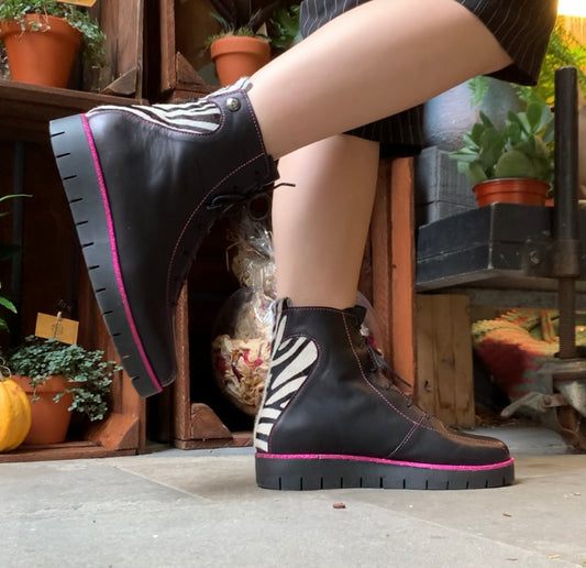 Bang - Black/Zebra-ankle boot - Chanii B