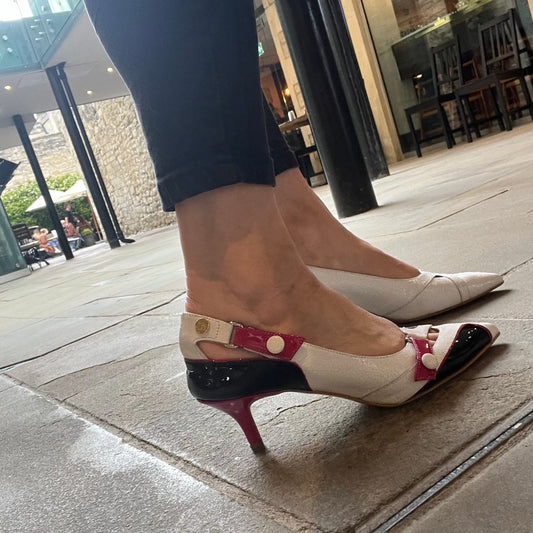 Slice - White kitten heel shoe - Chanii B