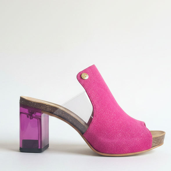 Cannes-Fuchsia suede slip on slide