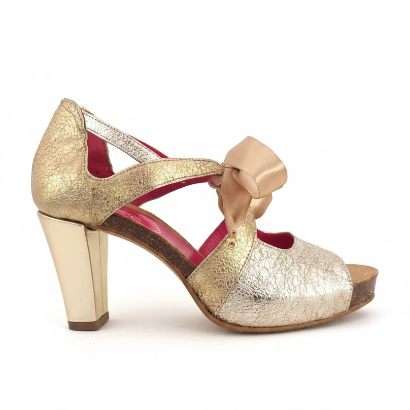 Martini- gold cork heel shoe