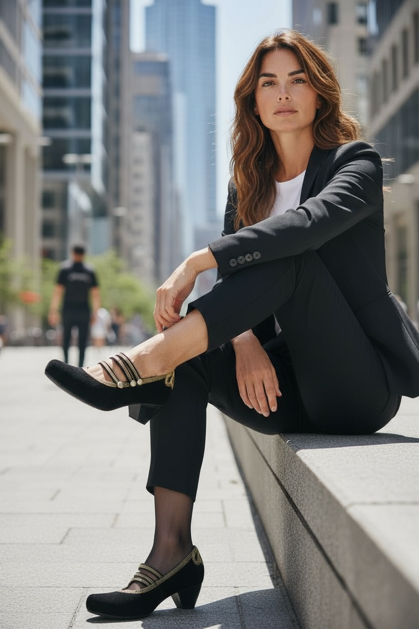 Lichido - Black/Gold strap shoe