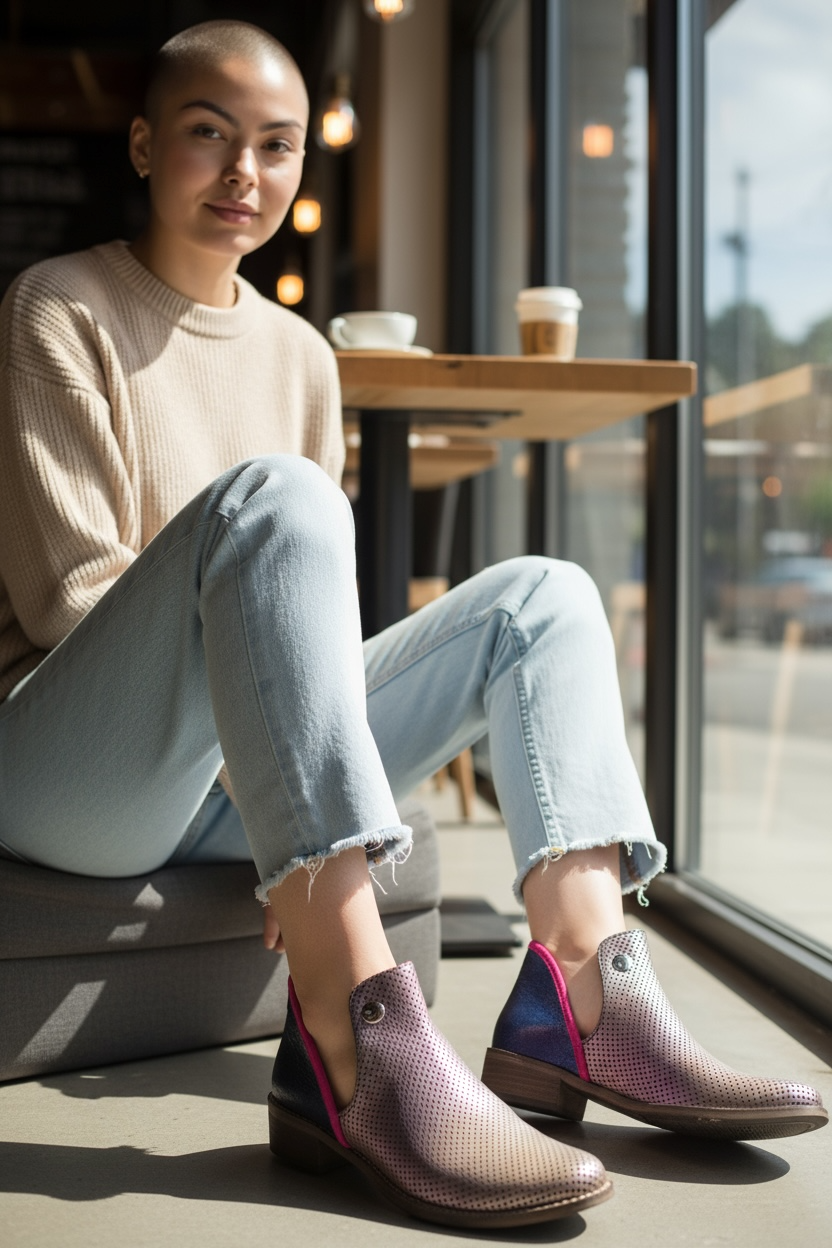 Zippette - Iridescent purple navy ankle boot - Chanii B