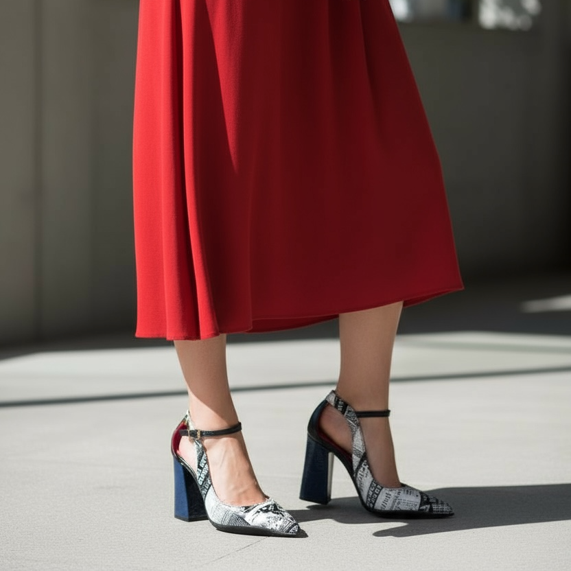 Pointure - Black Newsprint- Navy - Chanii B