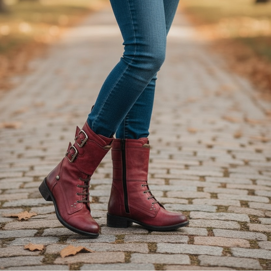 Bon Amie - Cranberry wine lace up ankle boot - Chanii B