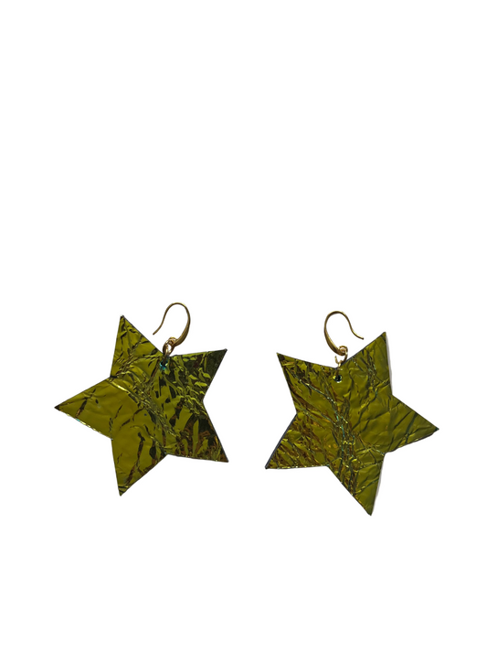 Large star- leather foil Earrings