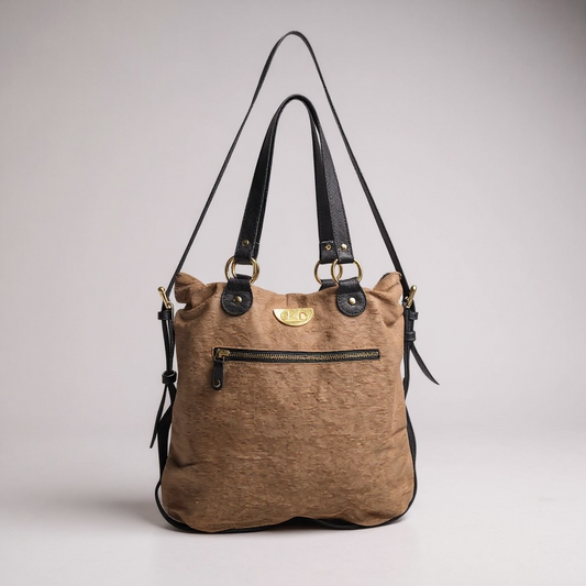 Campagne-tan laser leather handbag