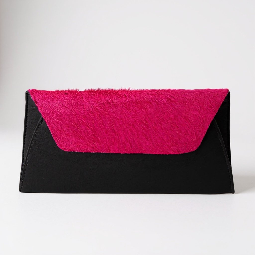 Fold Clutch - Black Fuchsia