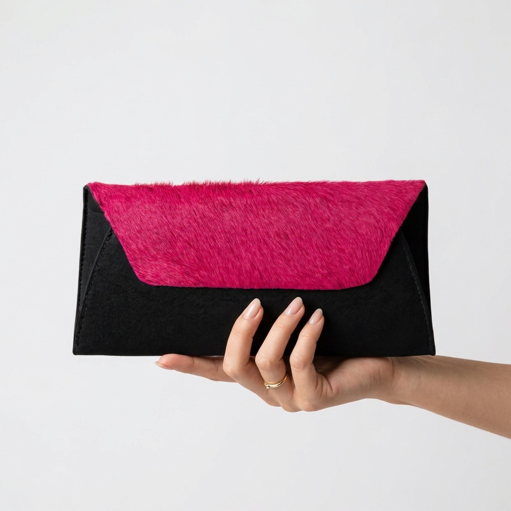 Fold Clutch - Black Fuchsia