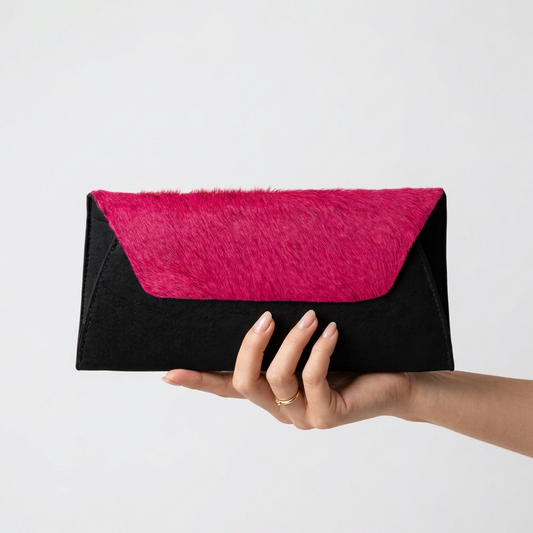 Fold Clutch - Black Fuchsia