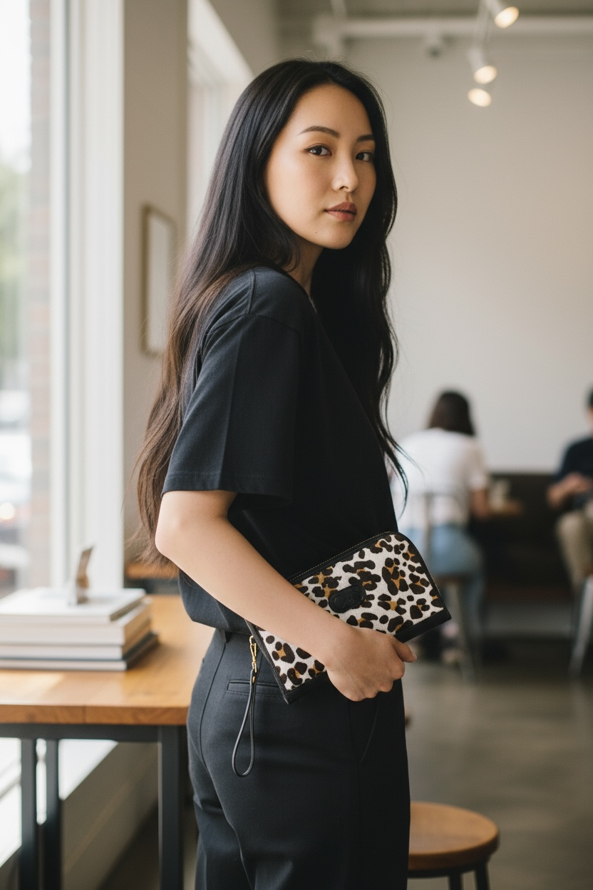 Savon - White Leopard wallet clutch