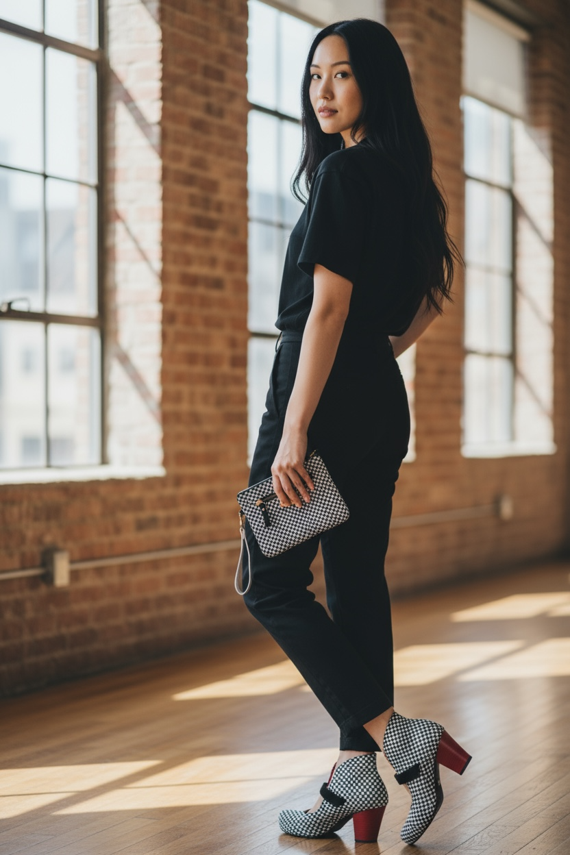 Stylo - Houndstooth bar shoe