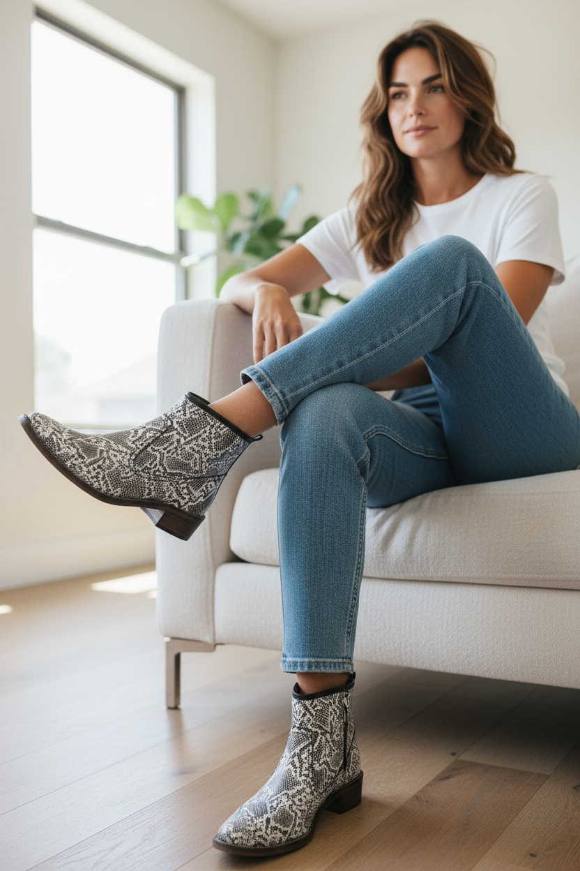 Zipp - Silver Digital print ankle boot