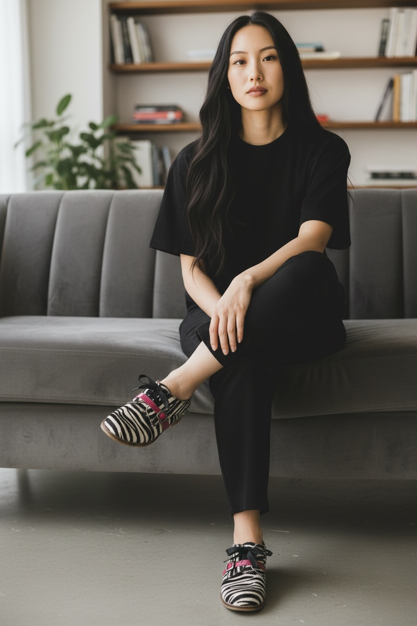 Excuse moi - Zebra cow hide lace up shoe