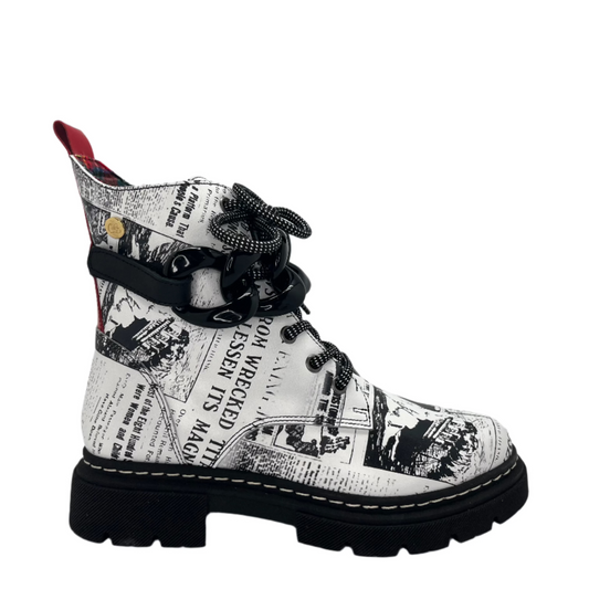 Paris - White Newsprint with Black removable Chain - Chanii B