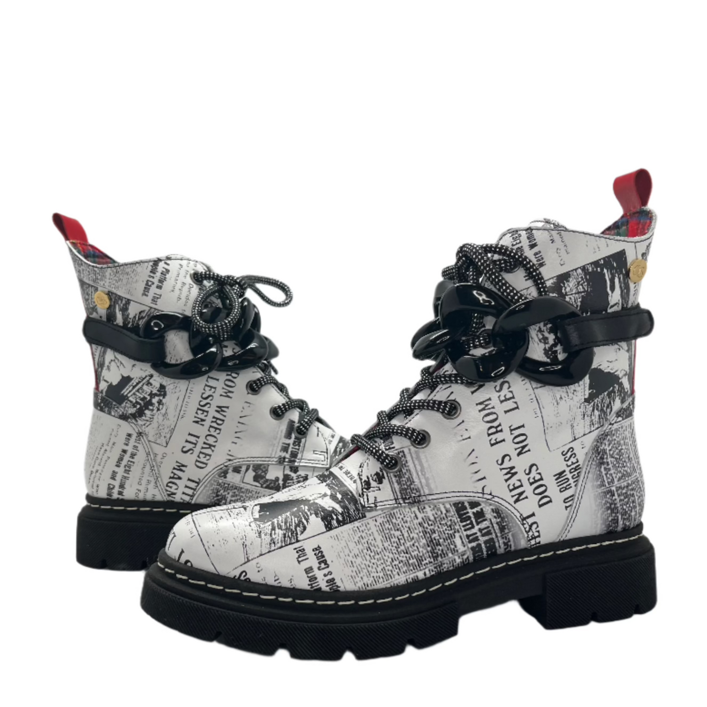 Paris - White Newsprint with Black removable Chain - Chanii B