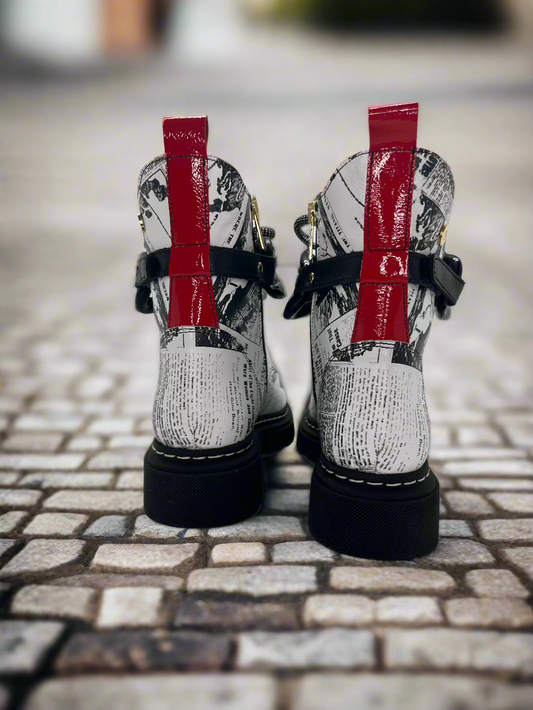 Paris - White Newsprint with Black removable Chain - Chanii B