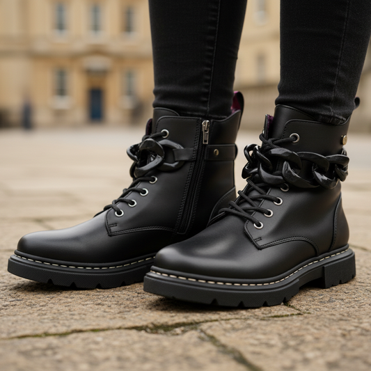 Paris - Black leather combat boot