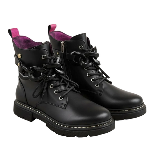 Paris - Black leather combat boot