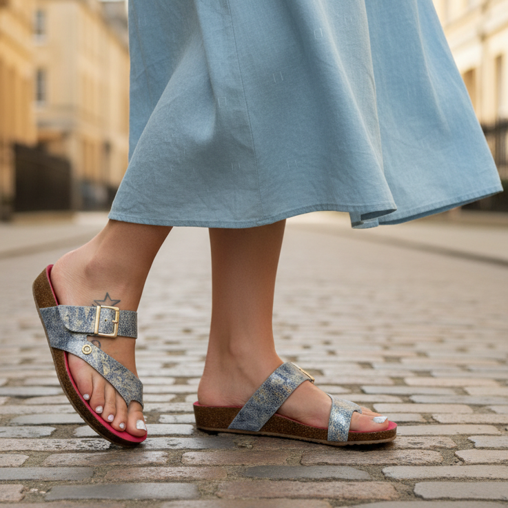 Je Suis - Blue green toe post sandal