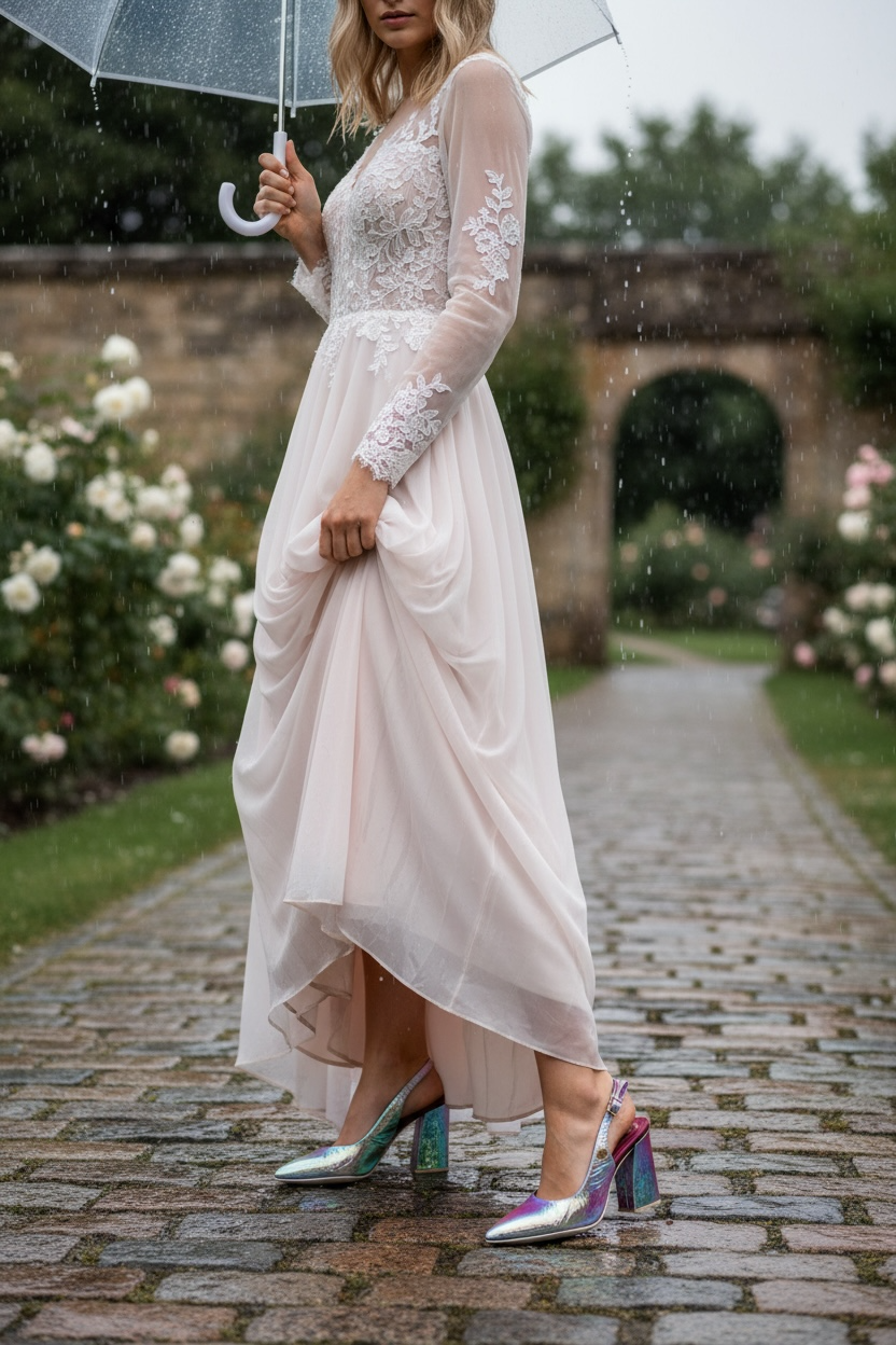 Pimento- pink nude foil sling back