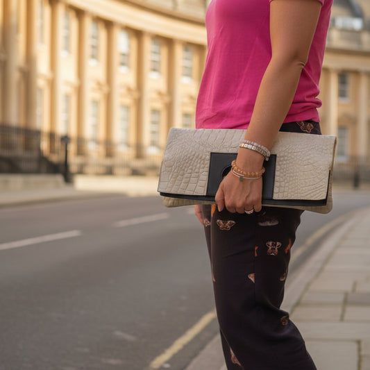 Vitt-Vin-MS Leather – Natural Croc Print Bag by Milla Skedeback