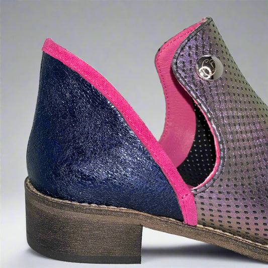 Zippette - Iridescent purple navy ankle boot - Chanii B