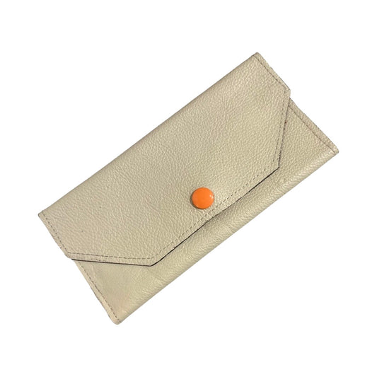 Folio- cream leather and orange wallet - Chanii B