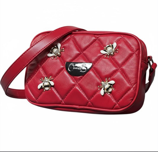 Tres Chic-Red bees mini handbag