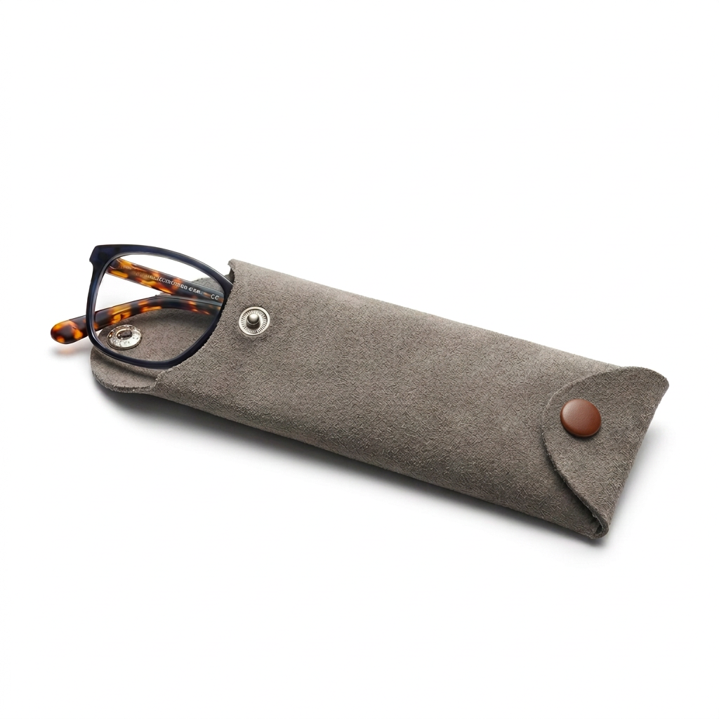 Case- Taupe suede cowhide eye glass case