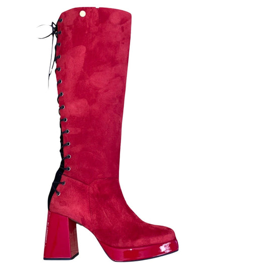 La Femme - Red long leg platform heel boot- Pre order only - Chanii B