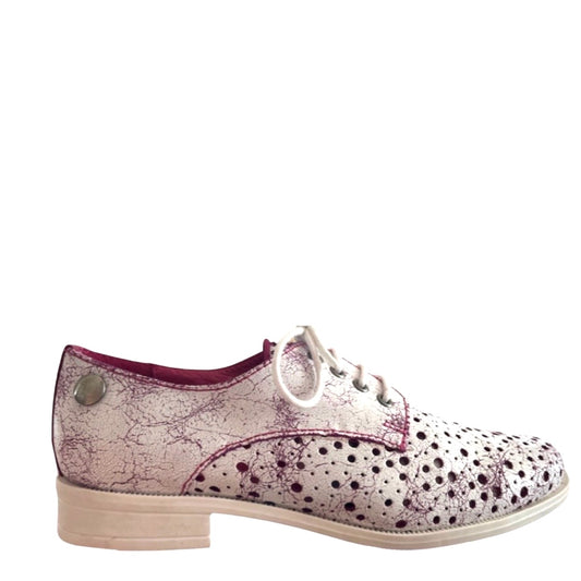 Cordon - White pink crack lace up shoe - Chanii B
