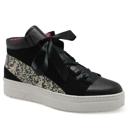 Patin - Black/White Sequin high top sneaker
